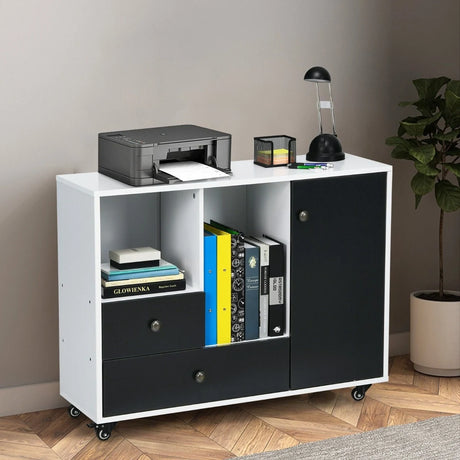2-Drawer Rolling File Cabinet with Adjustable Inner Shelf for Home and Office