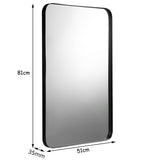 Bathroom Wall Mirror with Rounded Corner for Washroom-Black
