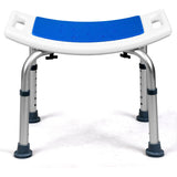 Shower Stool 6 Adjustable Heights Non-Slip Padded Blue Seat