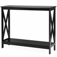 Industrial 2-Tier Narrow Console Table with Storage Shelf for Entryway-Black