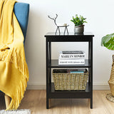 3-Tier X-Design Nightstand Side Table with Stable Structure-Black