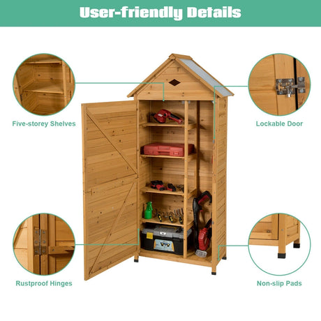 Wooden Outdoor Lockable Garden Tool Storage