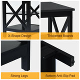 3-Tier X-Design Nightstand Side Table with Stable Structure-Black