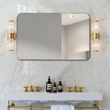 Bathroom Wall Mirror with Rounded Corner for Washroom-Golden