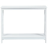 Industrial 2-Tier Narrow Console Table with Storage Shelf for Entryway-White