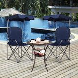 Portable Folding Beach Canopy Chair with Cup Holders-Blue