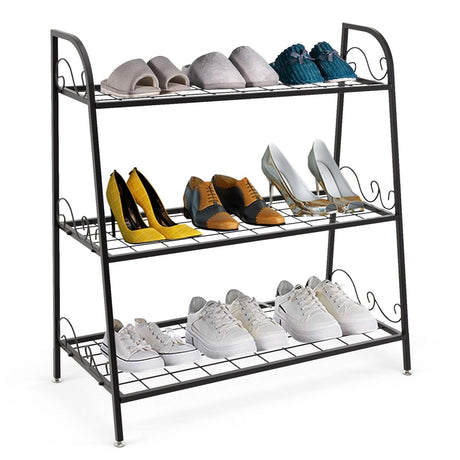 3-Tier Metal Plant Stand with Adjustable Feet for Indoor & Outdoor