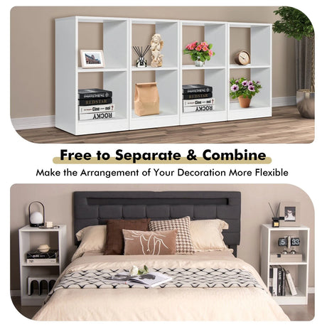 2-tier Bookcase Set with Anti-toppling Device for Bedroom