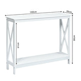 Industrial 2-Tier Narrow Console Table with Storage Shelf for Entryway-White