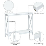 Industrial 2-Tier Narrow Console Table with Storage Shelf for Entryway-White