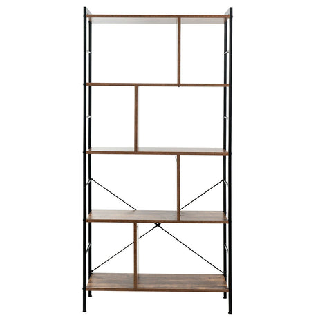 5-Tier Industrial Style Bookcase with Metal Frame