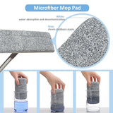 Flat Squeeze Mop & Bucket Set with 2 Microfiber Pads for Hand-Free Wringing