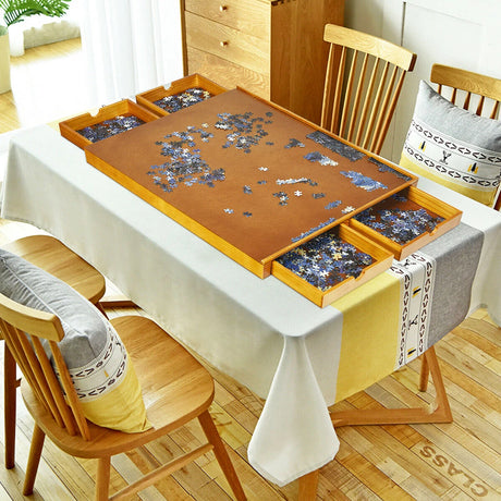 1500 Pieces Wooden Jigsaw Puzzle Table with 4 Drawers-Natural