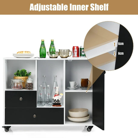 2-Drawer Rolling File Cabinet with Adjustable Inner Shelf for Home and Office