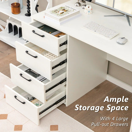 Home Office Writing Desk with File Storage Cabinet
