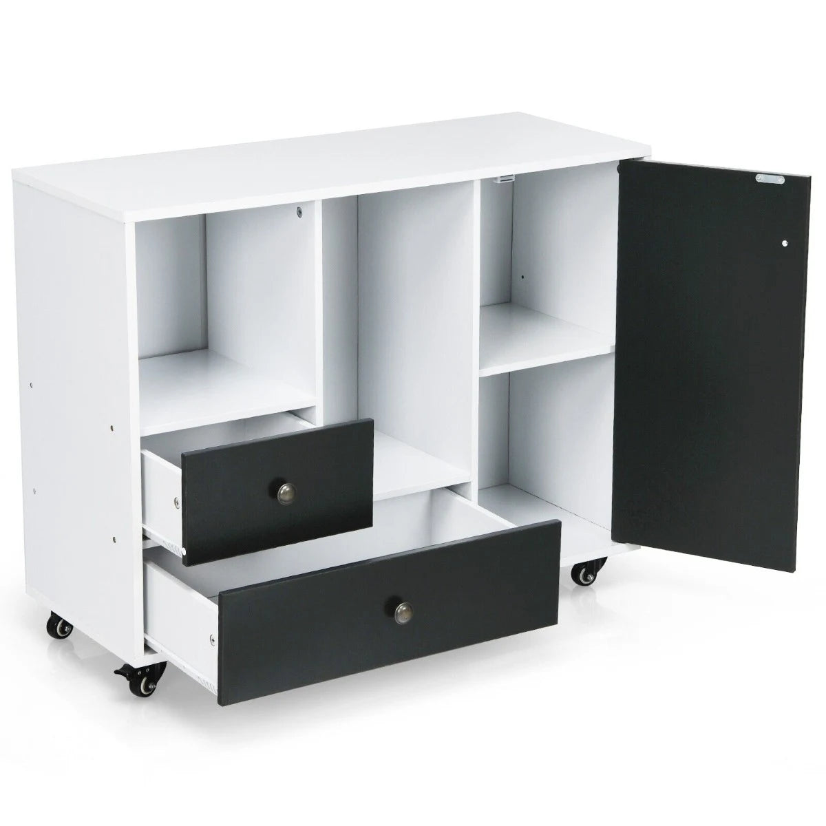 2-Drawer Rolling File Cabinet with Adjustable Inner Shelf for Home and Office