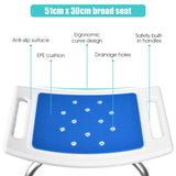 Shower Stool 6 Adjustable Heights Non-Slip Padded Blue Seat