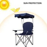 Portable Folding Beach Canopy Chair with Cup Holders-Blue