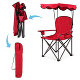 Portable Folding Beach Canopy Chair with Cup Holders-Red