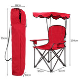 Portable Folding Beach Canopy Chair with Cup Holders-Red
