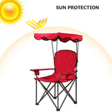 Portable Folding Beach Canopy Chair with Cup Holders-Red