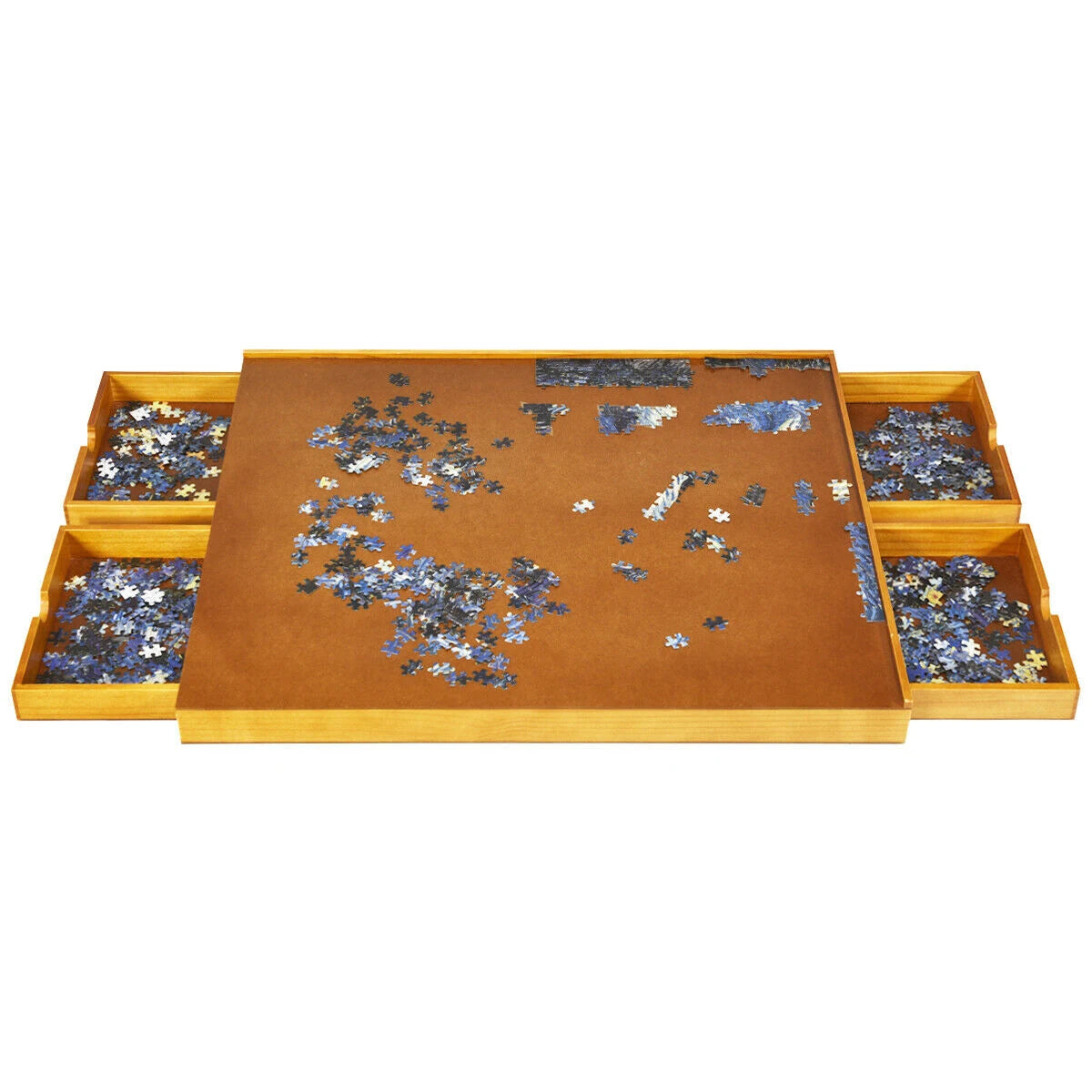 1500 Pieces Wooden Jigsaw Puzzle Table with 4 Drawers-Natural