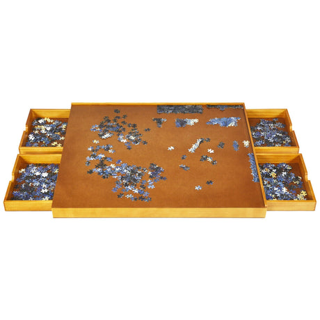 1500 Pieces Wooden Jigsaw Puzzle Table with 4 Drawers-Natural