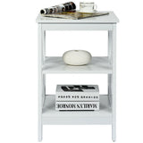3-Tier X-Design Nightstand Side Table with Stable Structure-White