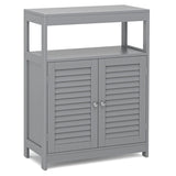 Freestanding Bathroom Floor Cabinet with Double Shutter Doors-Gray