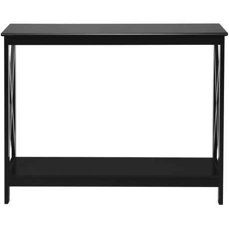 Industrial 2-Tier Narrow Console Table with Storage Shelf for Entryway-Black