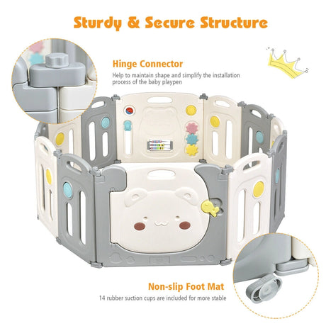 Portable 10+2 Large Panel Toddler Playpen