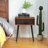 Mid-Century End Accent Bedside Table-Brown
