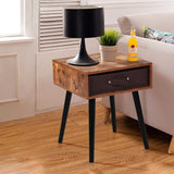 Mid-Century End Accent Bedside Table-Brown