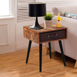 Mid-Century End Accent Bedside Table-Brown