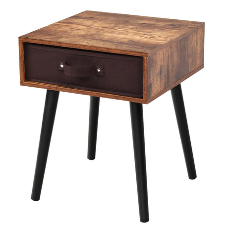 Mid-Century End Accent Bedside Table-Brown