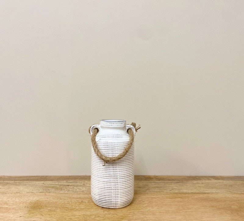 Small Stone Vase with Rope Handle