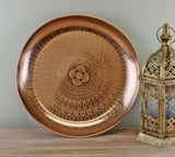 Decorative Copper Metal Tray With Etched Design