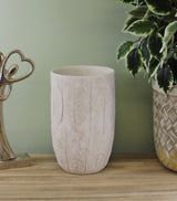 Cement Embossed Leaf Vase, 21.5cm