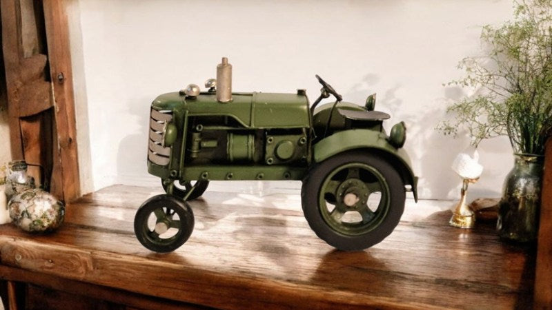 Green Metal Tractor Ornament 17cm