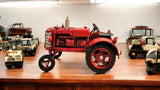 Red Metal Tractor Ornament 17cm