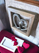 Wooden Framed Metal Hearts, 20cm