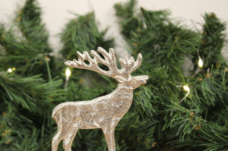 Silver Reindeer On Wood Base