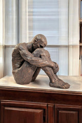 Sitting Man Bronze Style Statue 44.5cm