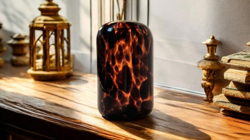 Leopard Print Glass Vase 21.5cm