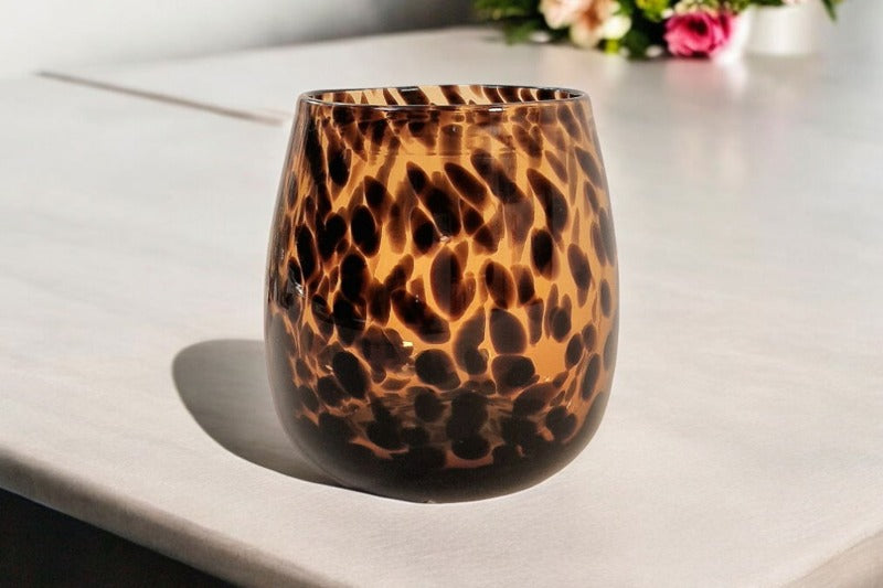 Leopard Print Glass Vase 13cm