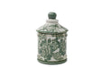 Ceramic Green Parrot Palm Willow Urn Jar With Lid 16cm