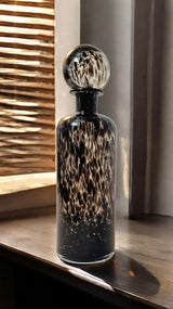 Glass Bottle with Round Lid Black & White 52cm