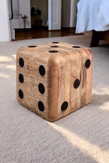 Wooden Dice Doorstop 15cm