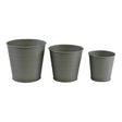 Set of 3 Round Metal Planters, Green