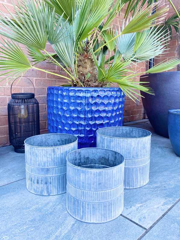 Set of Three Metal Garden Planters